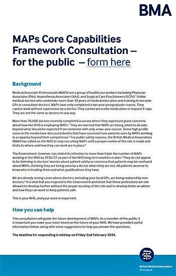 image: BMA MAPS document and consultation