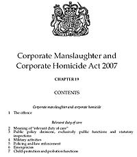 Coprorate Manslaughter Act - available to download as pdf