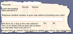 Pic: Royal Mail's redirection of mail form