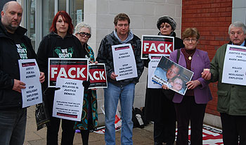 The FACK vigil outside the Crown Court on the day of the final hearing.