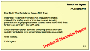 FOI Request to NWAS NHS Trust