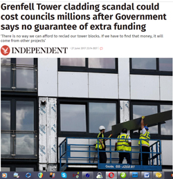 Pic: Independent news headline on cladding