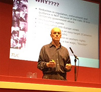 Hugh Robertson speaking at CWU H&S fringe meeting