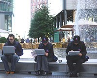 Laptop users connected to free Wifi service