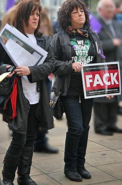 Dawn Adams (left) with friend Patricia at Liverpool's WMD event.