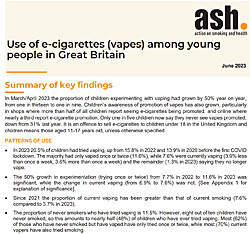 image: ASH report into children vaping - click to download from E-Library
