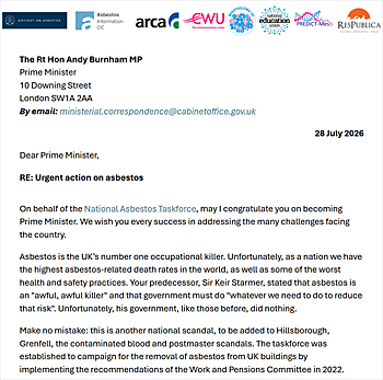 image: Letter to PM re absestos in schools - click to down load a copy