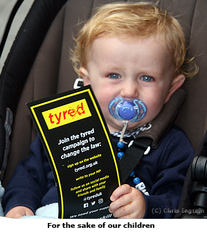 Pic: Baby holding Tyred leaflet