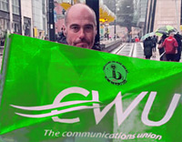 Pic: Brian Parsons with CWU flag