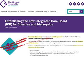 Image: ICS consultation - click to go t Cheahre and Merseyside ICS website