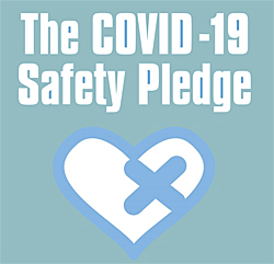 Image: Covid19 Safety Pledge: click to go to campaign website