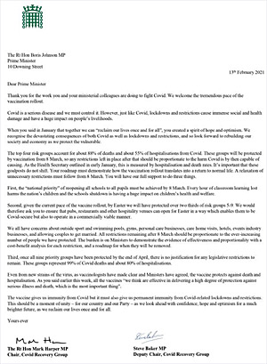 Pic: Letter to Steve Baker re Covid vaccines