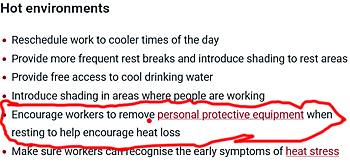 image: HSE advice on PPE in hot weather