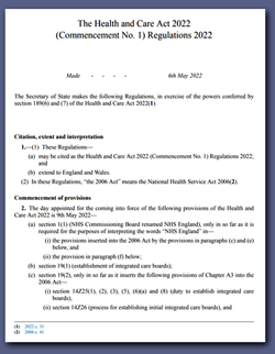 Image: Health & Care Act 2022 - too late to oppose as was law a few days later!