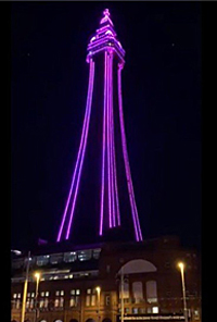 Image: Blackppol Tower lit in Purple