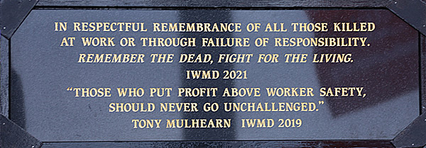 Image: IWMD Plaque in Rememberance of Tony Mulhearn