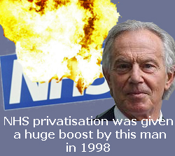 Image: Tony Blair NHS flames