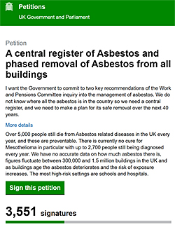 Image: Asbestos petition - click to sign it.