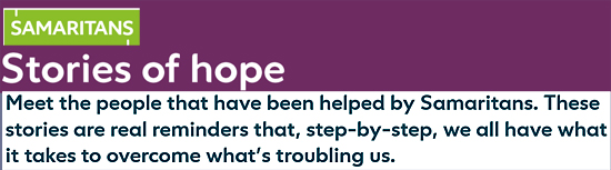 image: Samaritans stories of hope  - click to go to the website