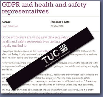 Pic: TUC advice on GDPR - click the pic